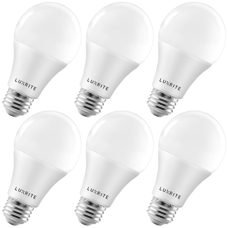 Luxrite A19 LED Light Bulbs 15W (100W Equivalent) 1600LM 5000K Bright White Dimmable E26 Base 6-Pack LR21443-6PK